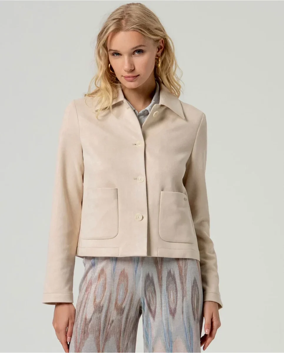 CHAQUETA EFECTO ANTE CON BOLSILLOS EN CRUDO - Imagen 2