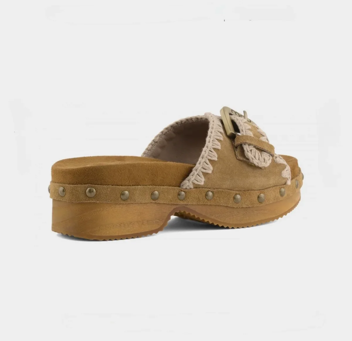 ZUECO LOW HEEL WOOD WITH BUCKLE COÑAC - Imagen 2