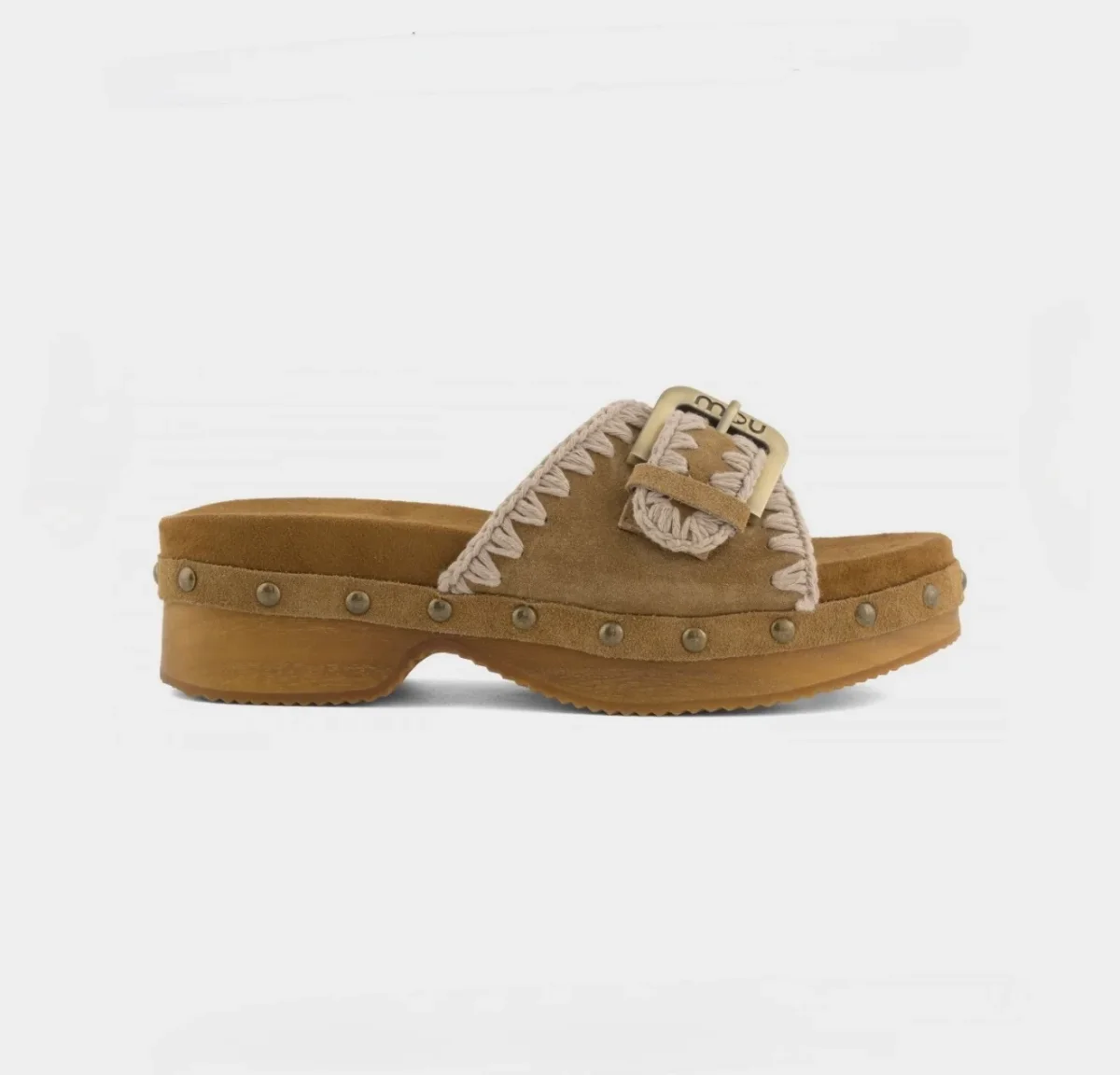 ZUECO LOW HEEL WOOD WITH BUCKLE COÑAC - Imagen 5