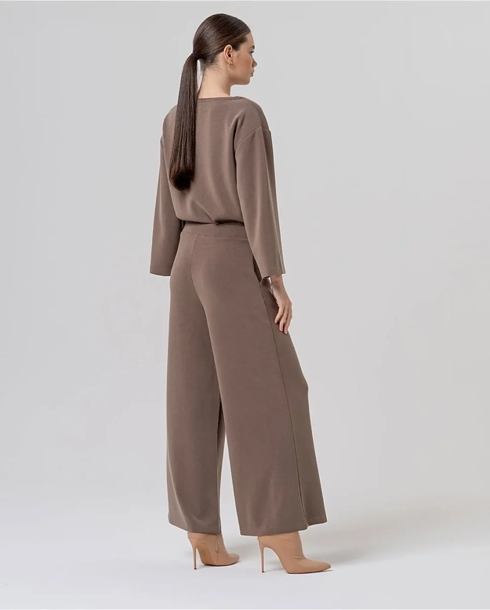 PANTALÓN ANCHO DE PUNTO DE MODAL TOPO - Imagen 4
