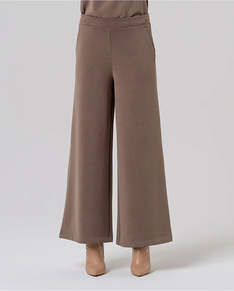 PANTALÓN ANCHO DE PUNTO DE MODAL TOPO