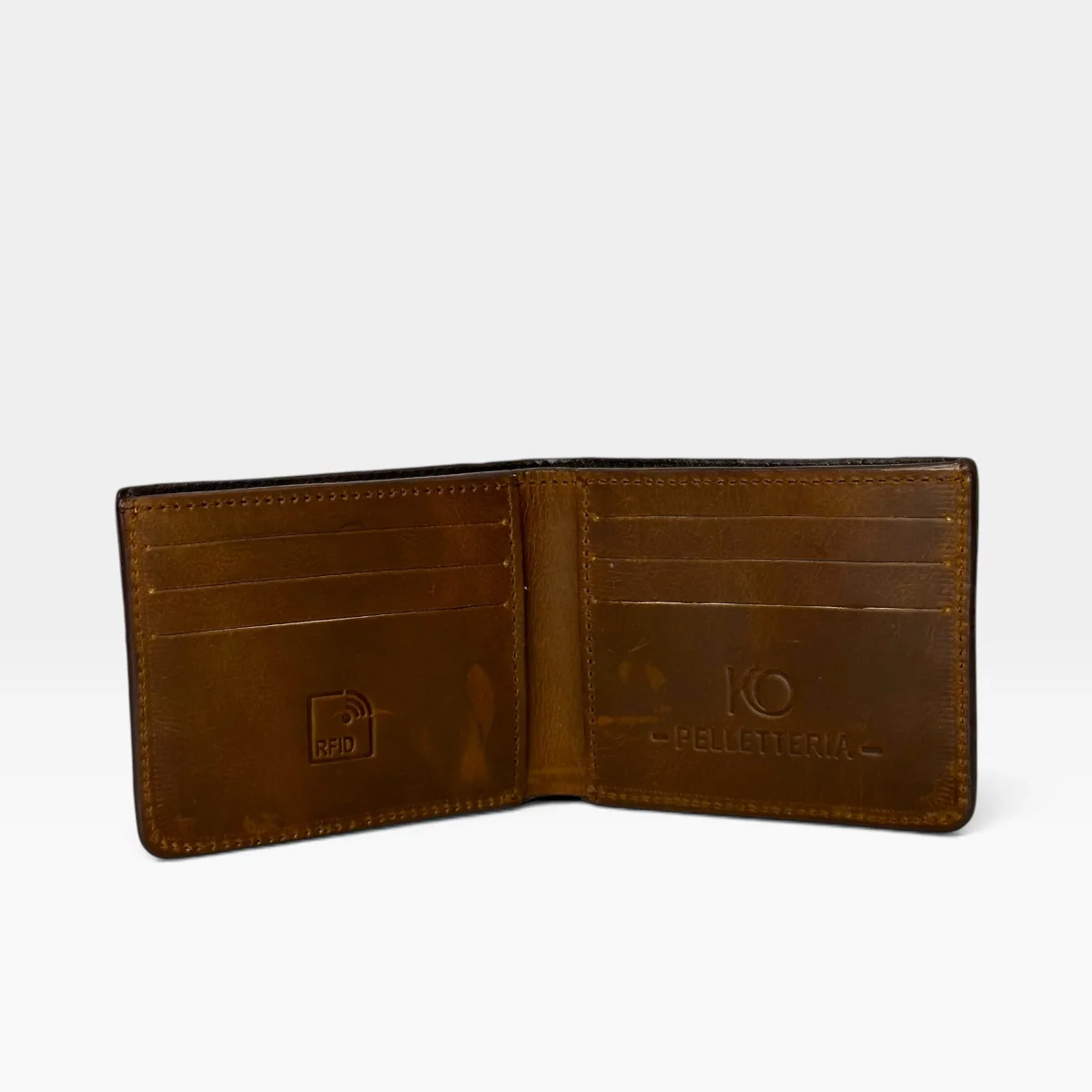 Billetera Hombre Cuero Vacuno Coñac Arizona con RFID - Imagen 4