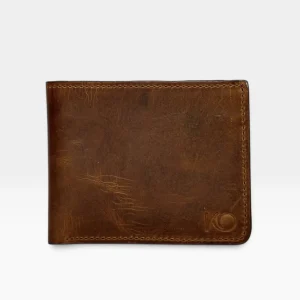 Billetera Hombre Cuero Vacuno Coñac Arizona Lisa con RFID