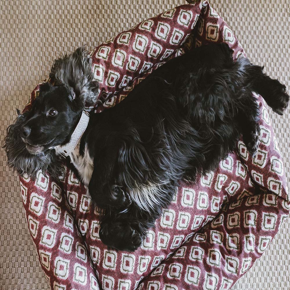 Cama para perros Impermeable Ikat Burdeos - Imagen 4