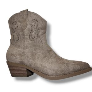 Y9651 Botín para señora en antelina con cremallera lateral de color khaki