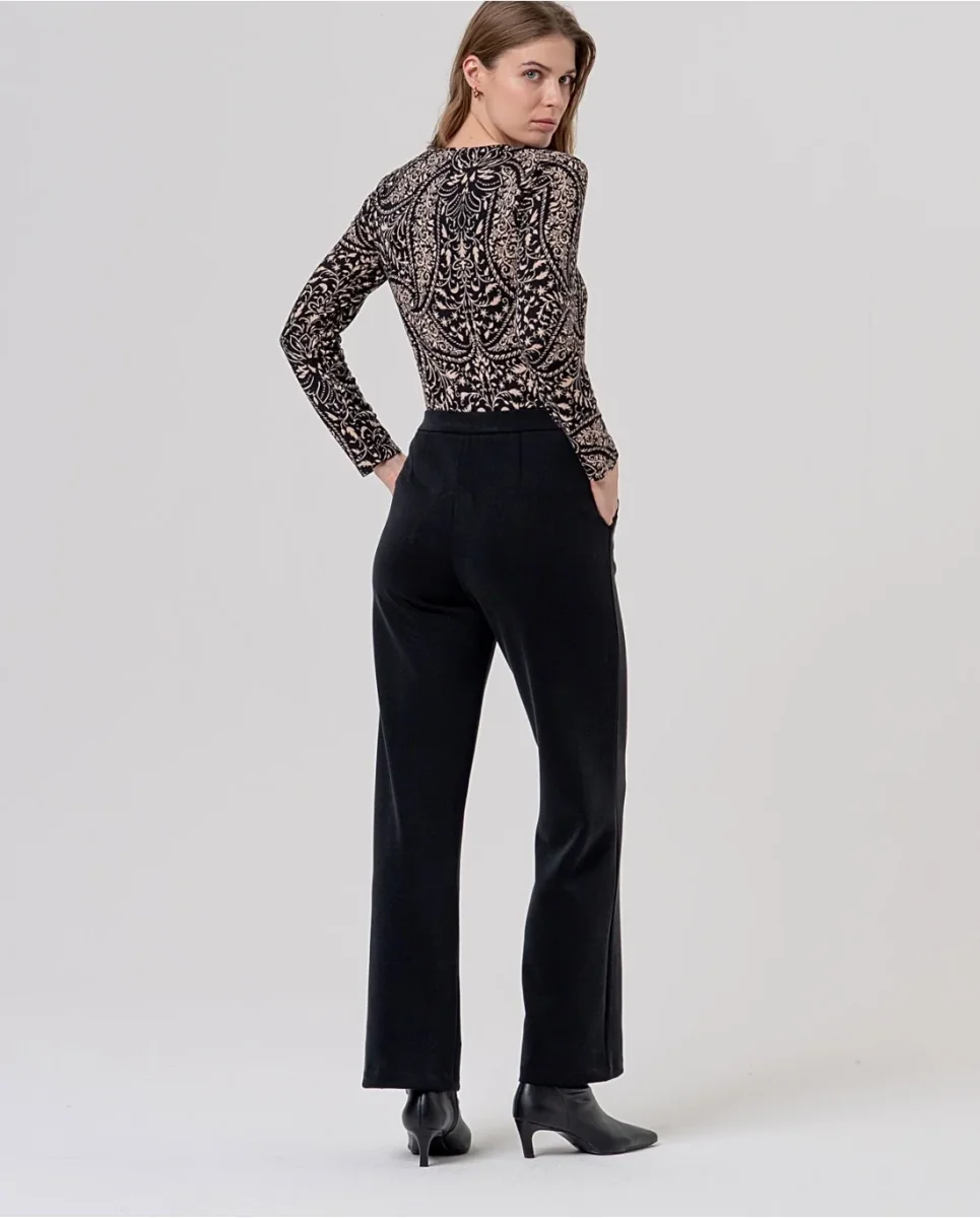PANTALÓN RECTO DE PUNTO DE MODAL NEGRO - Imagen 3