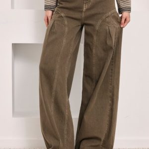 JEANS ANCHOS PINZAS CAQUI