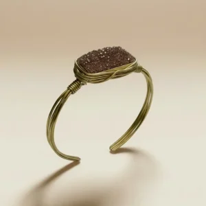 PULSERA DE DRUSA MARRÓN CON HILOS DORADO