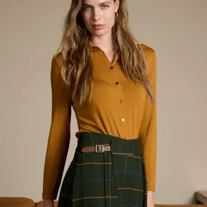 CAMISA ELÁSTICA Y SUAVE DE BAMBÚ OCRE