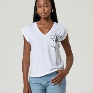 CAMISETA ALGODÓN ESTAMPADA FRONTAL BLANCO