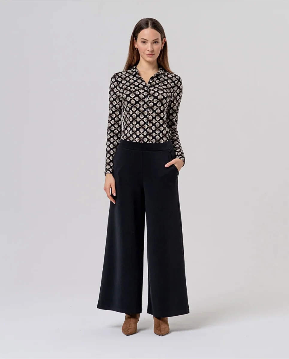 PANTALÓN ANCHO DE PUNTO DE MODAL NEGRO
