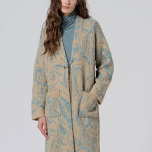 ABRIGO JACQUARD CON HEBILLA AZUL