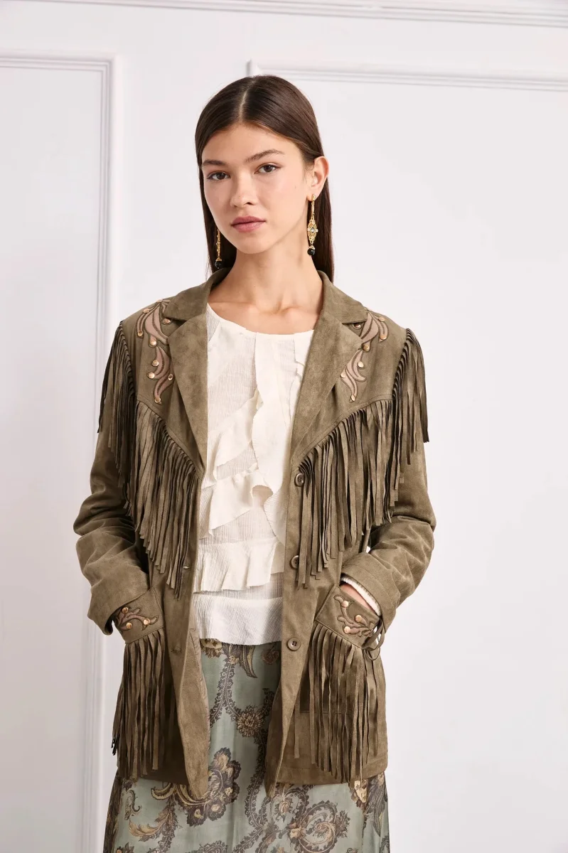 CHAQUETA ANTELINA FLECOS CAQUI
