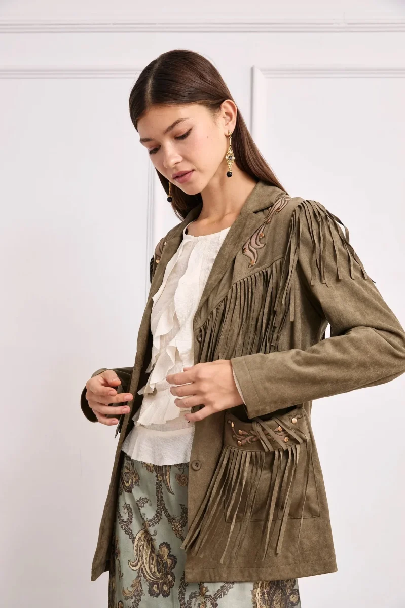 CHAQUETA ANTELINA FLECOS CAQUI - Imagen 3