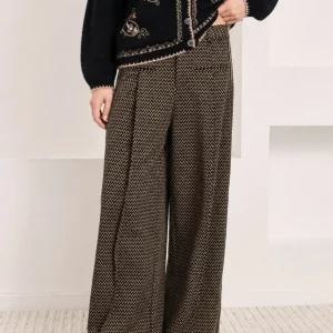 PANTALÓN JACQUARD PINZAS NEGRO