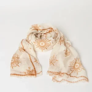 PAÑUELO FLORAL DESFLECADO BLANCO ROTO