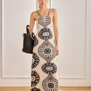 VESTIDO ESTAMPADO BICOLOR BLANCO