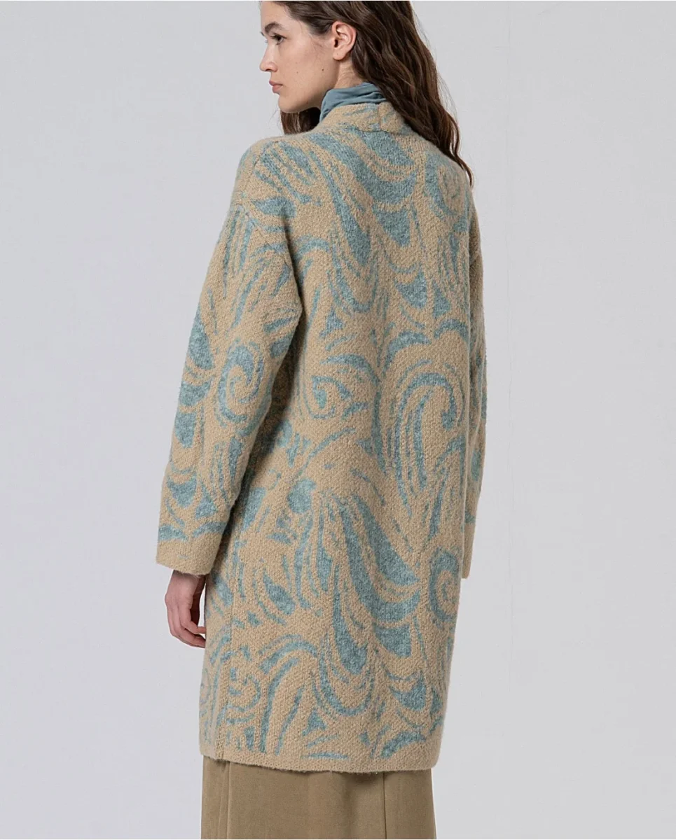 ABRIGO JACQUARD CON HEBILLA AZUL - Imagen 4
