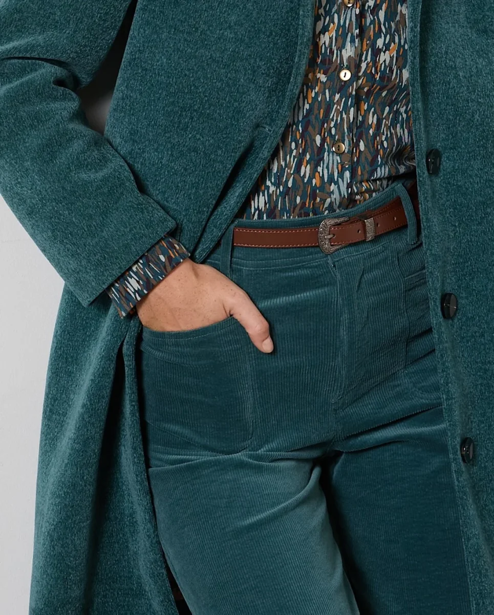 PANTALÓN DE PANA WIDE LEG AZUL ACERO - Imagen 2