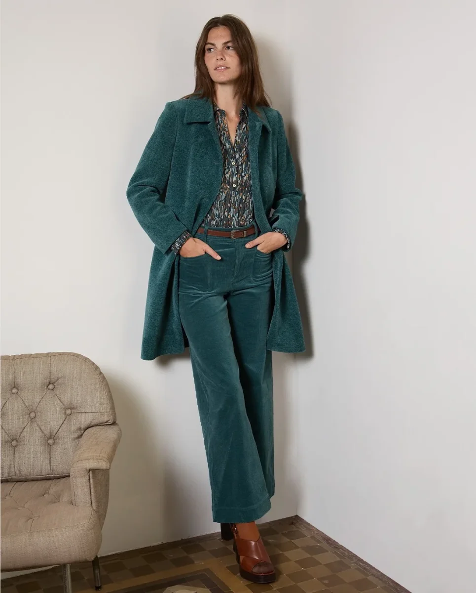 PANTALÓN DE PANA WIDE LEG AZUL ACERO - Imagen 4