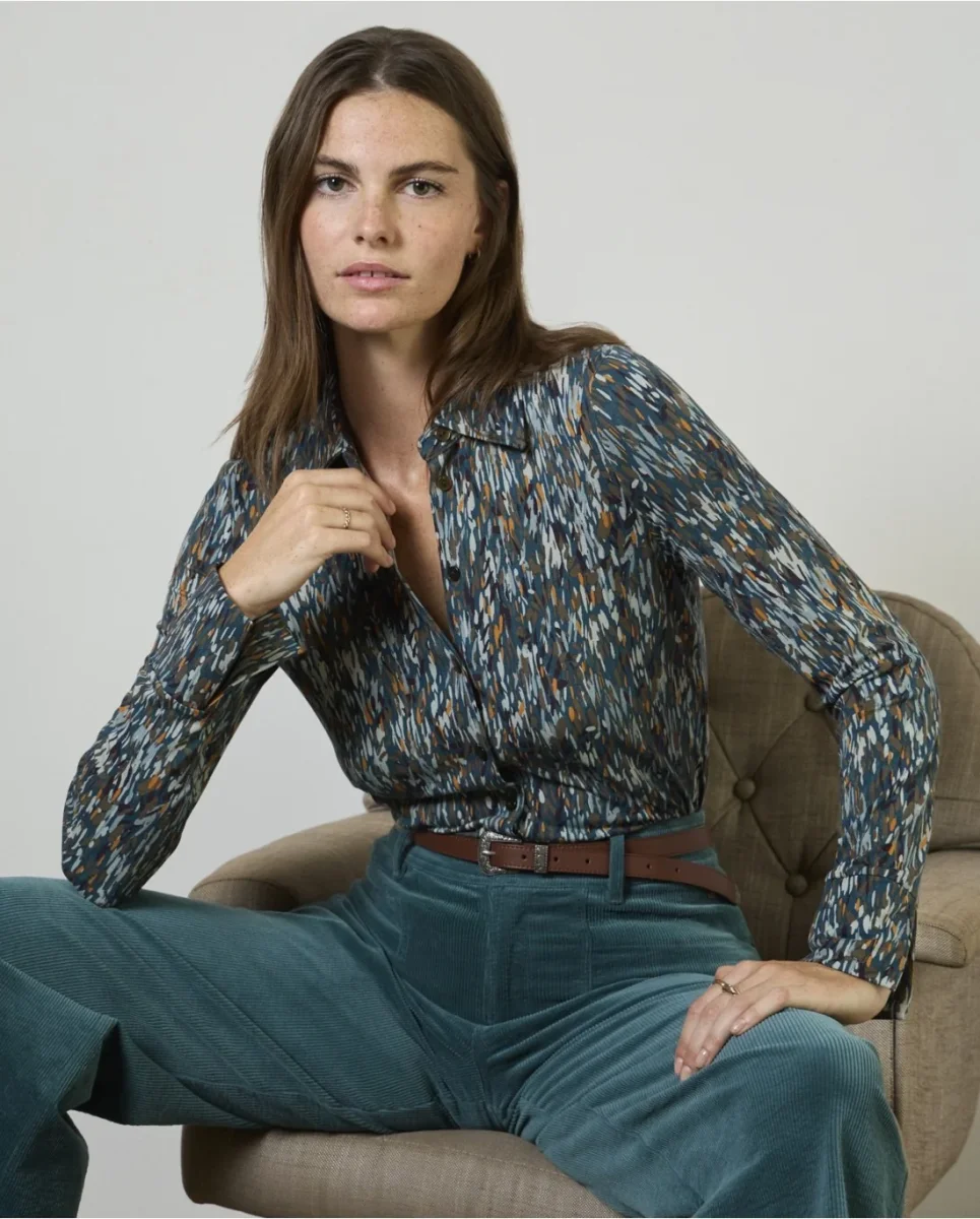 PANTALÓN DE PANA WIDE LEG AZUL ACERO - Imagen 3