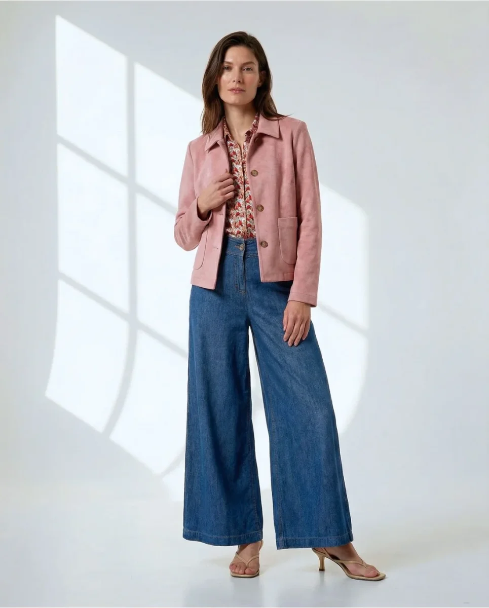 CHAQUETA EFECTO ANTE CON BOLSILLOS ROSA - Imagen 5