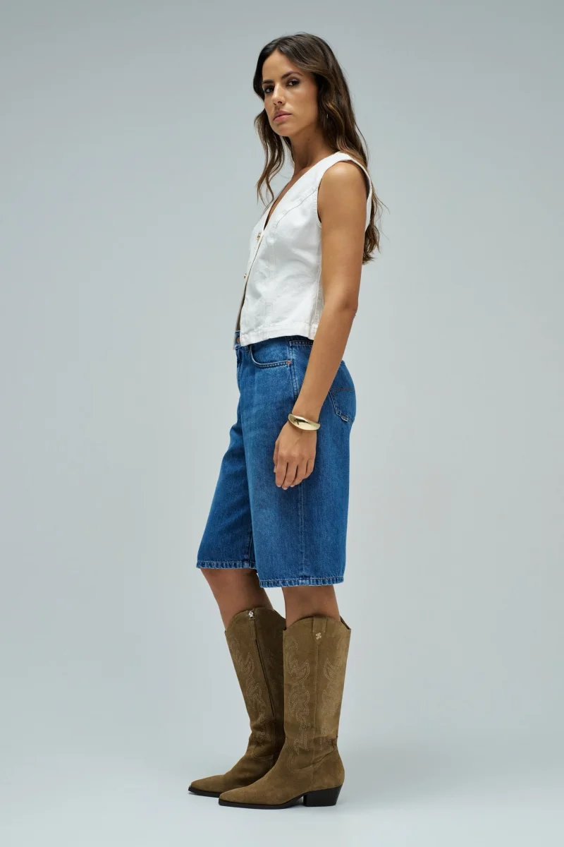 CHALECO EN DENIM BEIGE - Imagen 3