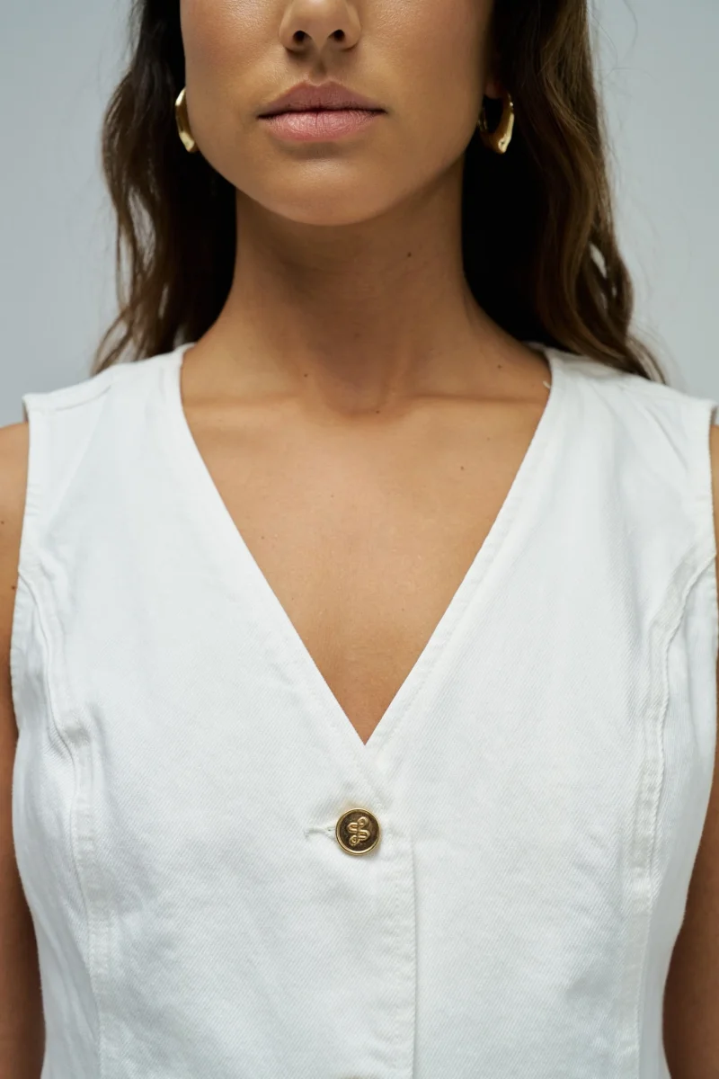 CHALECO EN DENIM BEIGE - Imagen 5