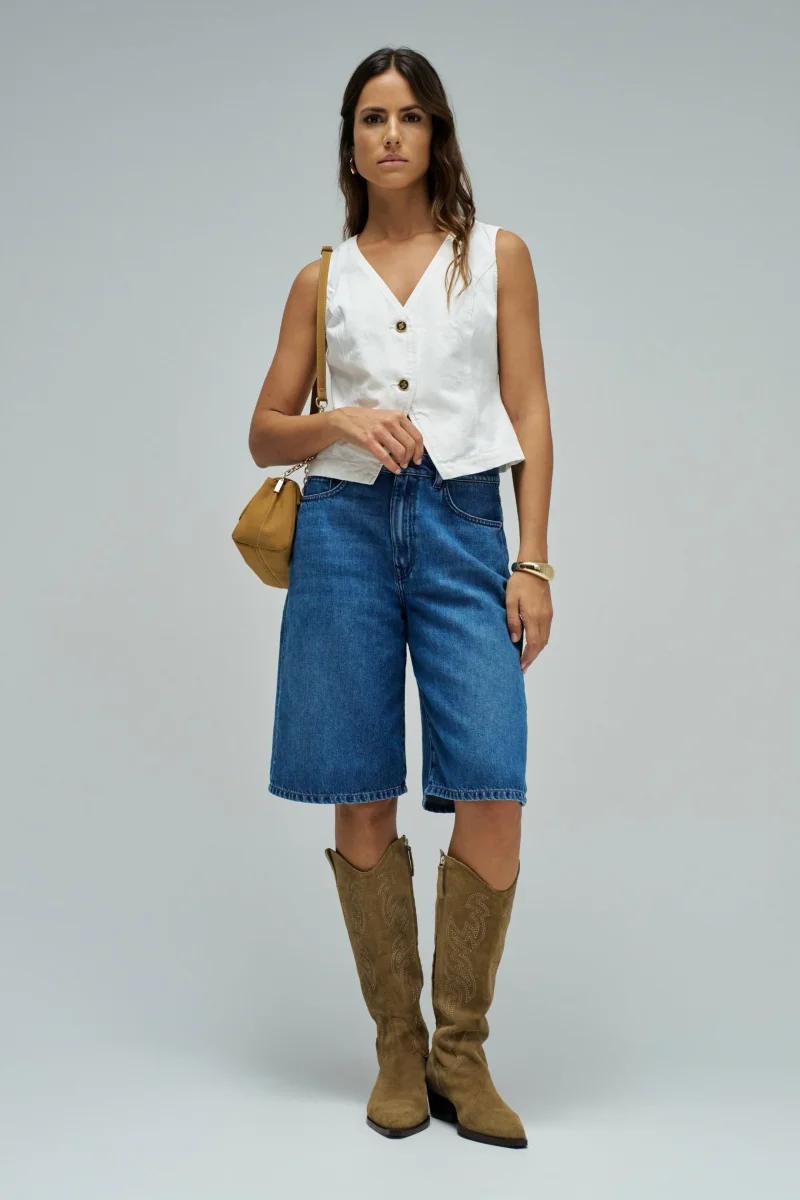 CHALECO EN DENIM BEIGE - Imagen 6
