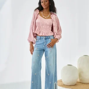 JEANS ROMBOS BORDADOS AZUL CASANDRA