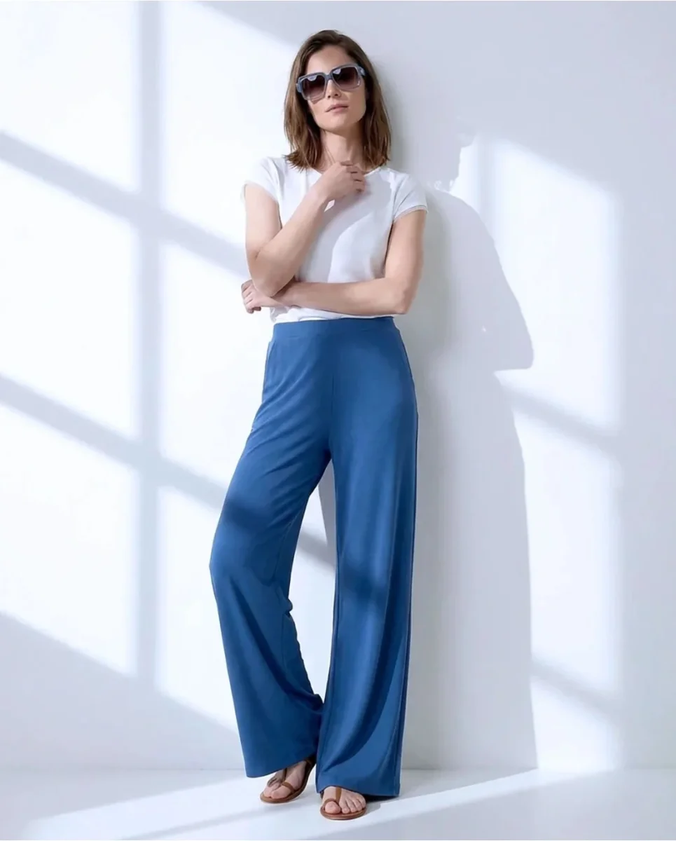 PANTALÓN ANCHO ELÁSTICO AZUL - Imagen 2