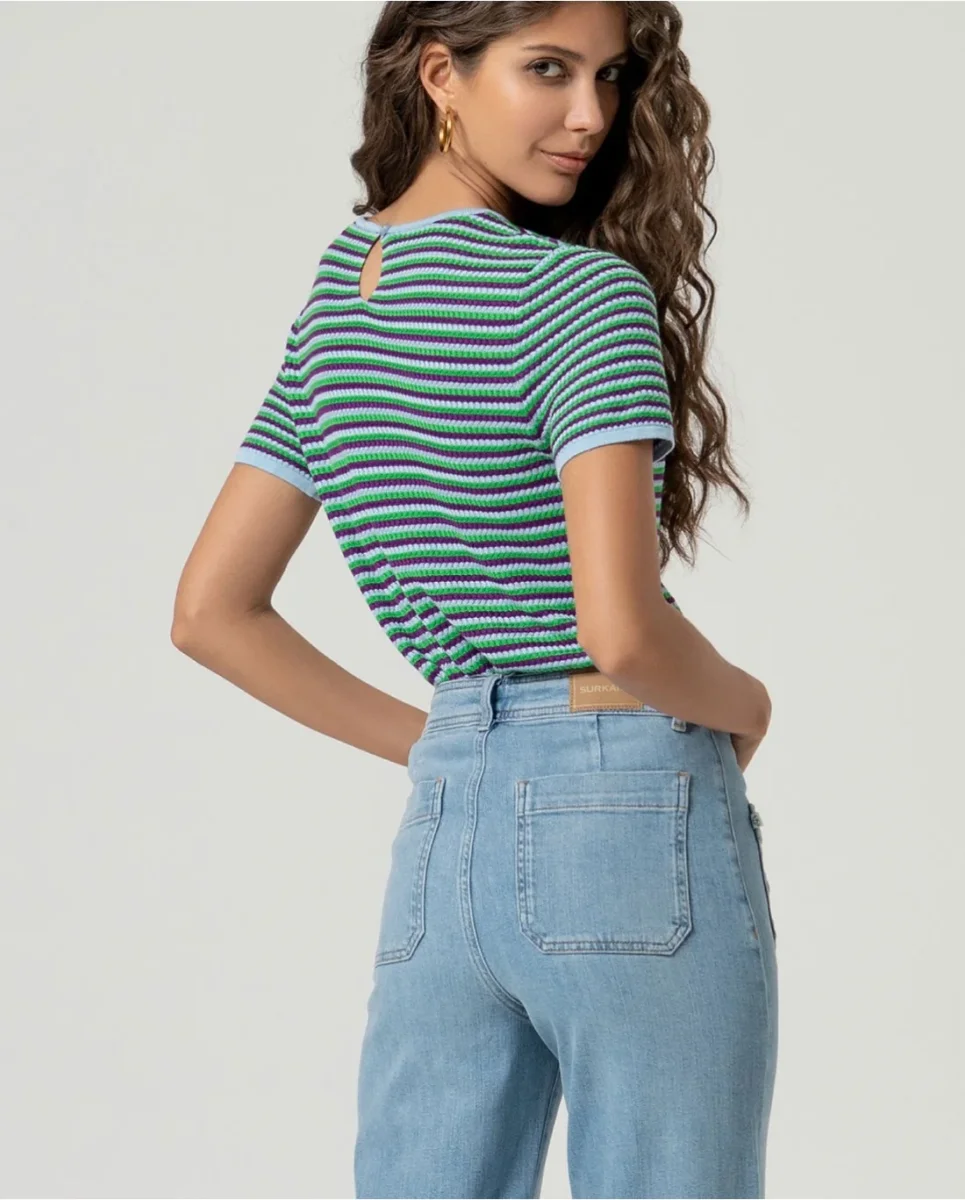 PANTALÓN VAQUERO RECTO CON BOLSILLOS PARCHE AZUL CLARO - Imagen 4