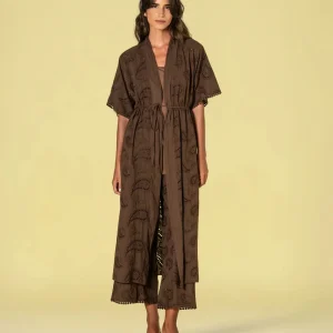 KIMONO BORDADO INGLÉS MARRÓN
