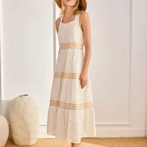 VESTIDO PAISLEY BORDADOS Y CALADOS BLANCO