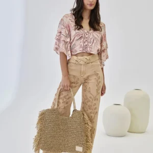 JEANS FILIGRANA HOJAS BORDADAS CAMEL
