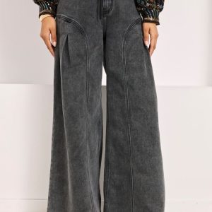 PANTALONES ANCHOS PINZAS GRIS