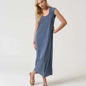 VESTIDO RECTO SIN MANGAS ÍNDIGO