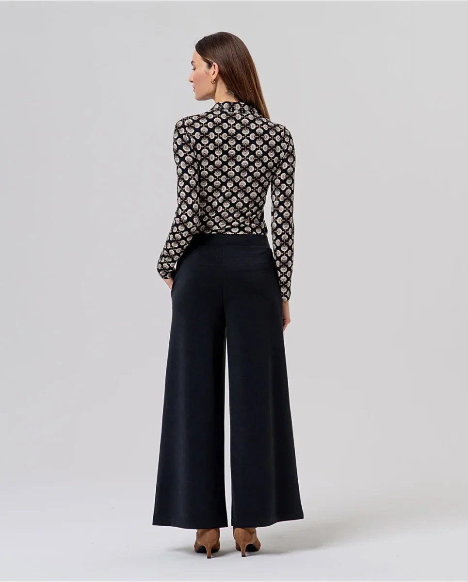 PANTALÓN ANCHO DE PUNTO DE MODAL NEGRO - Imagen 3