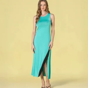 VESTIDO BICOLOR VERDE JADE