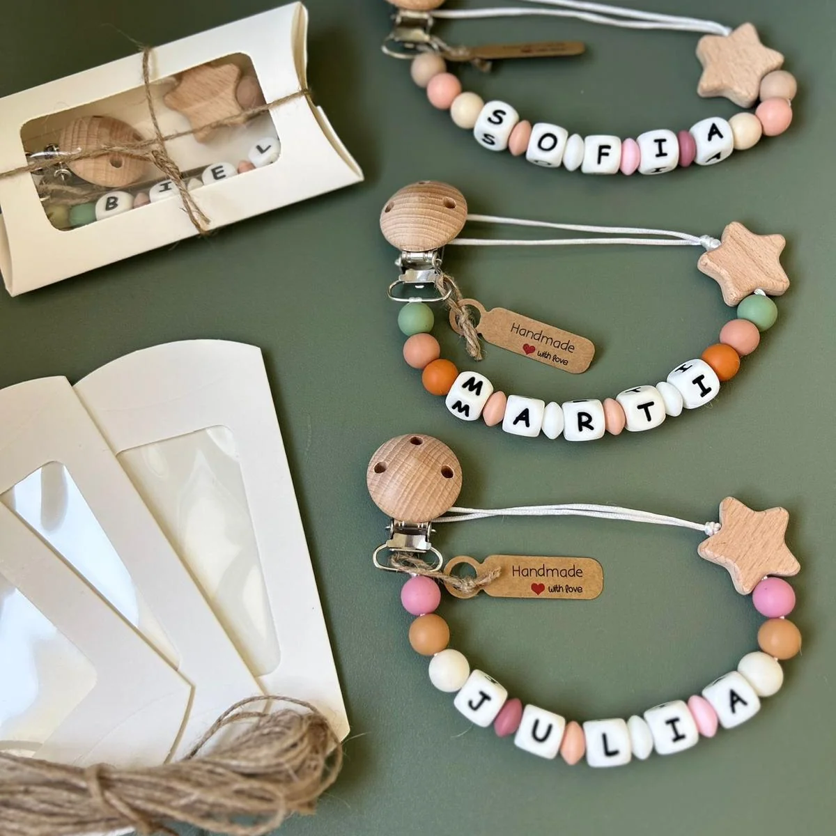 Cadena para chupetes personalizados- HANDMADE - Imagen 3