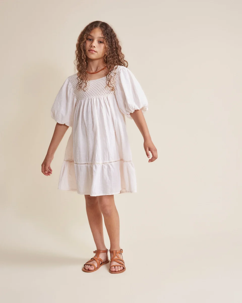 Vestido combinado con mangas abullonadas - BÚHOd - Imagen 4