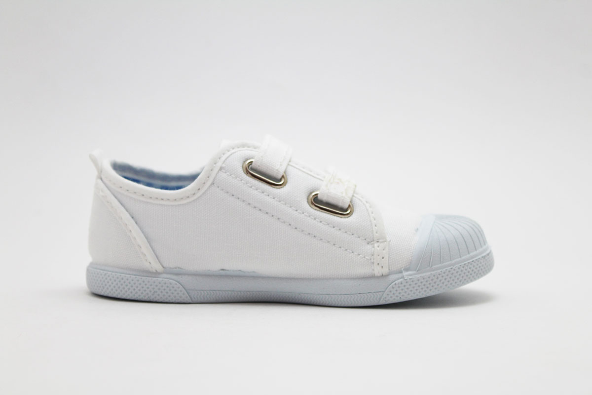 Zapatillas blancas lona cierre adherente y puntera - Imagen 4