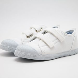 Zapatillas blancas lona cierre adherente y puntera