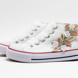 Zapatillas comunión blanca florecitas