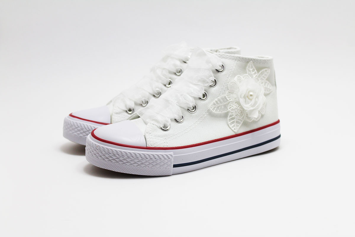Zapatillas comunión blanco flor perla blanca - Imagen 3