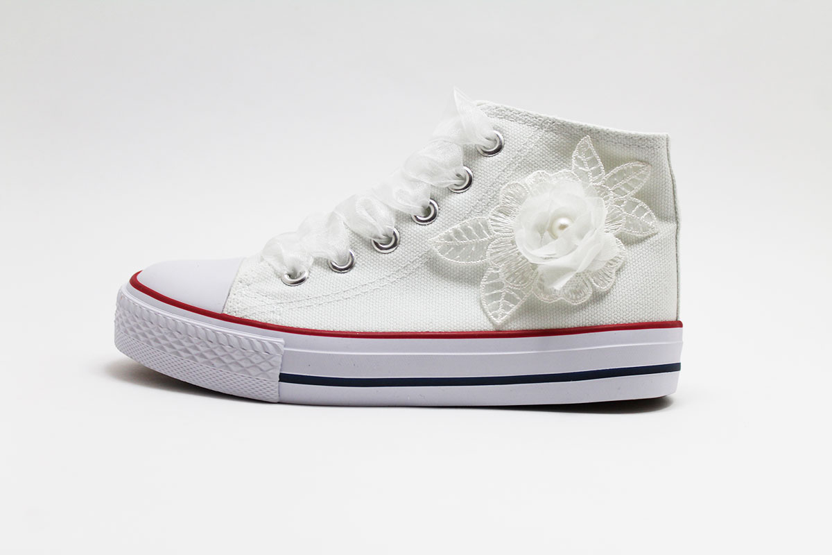 Zapatillas comunión blanco flor perla blanca - Imagen 4