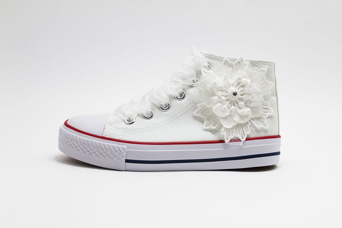 Lona comunión blanca flor perla - Imagen 3