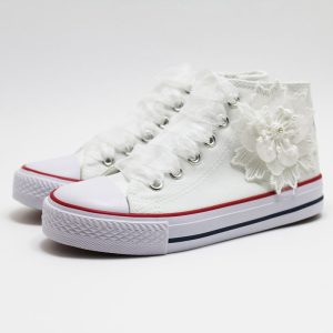 Lona comunión blanca flor perla