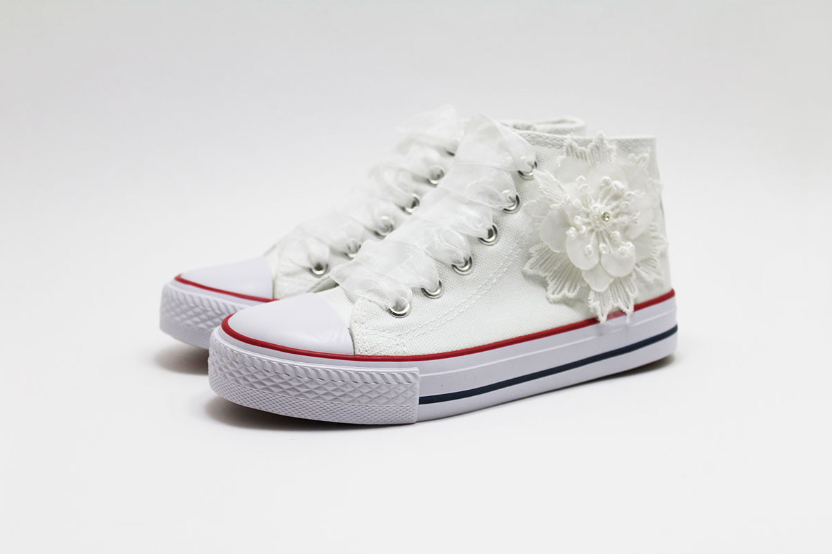 Lona comunión blanca flor perla - Imagen 2