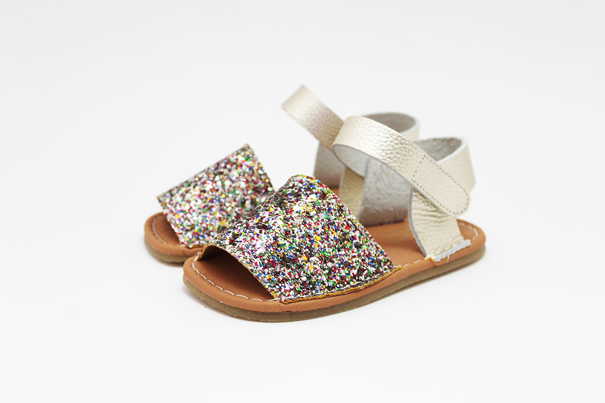 Menorquinas avarcas respetuosas glitter multicolor Zapyflex